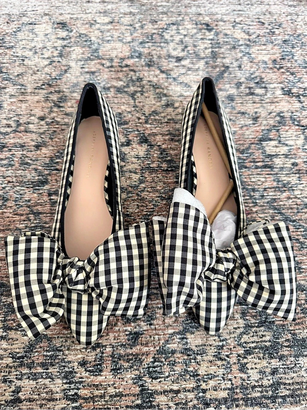 Loeffler Randall Gingham Bow Heels in Black & White US 9 Brand New